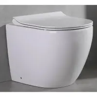 Унитаз приставной CeramaLux NS-3176 безободковый, с сиденьем микролифт, белый