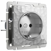 Розетка с заземлением без рамки Werkel Hammer серебряный W1271006