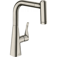Смеситель для кухни hansgrohe Metris M71 220 2jet 73800800 с вытяжным душем сталь