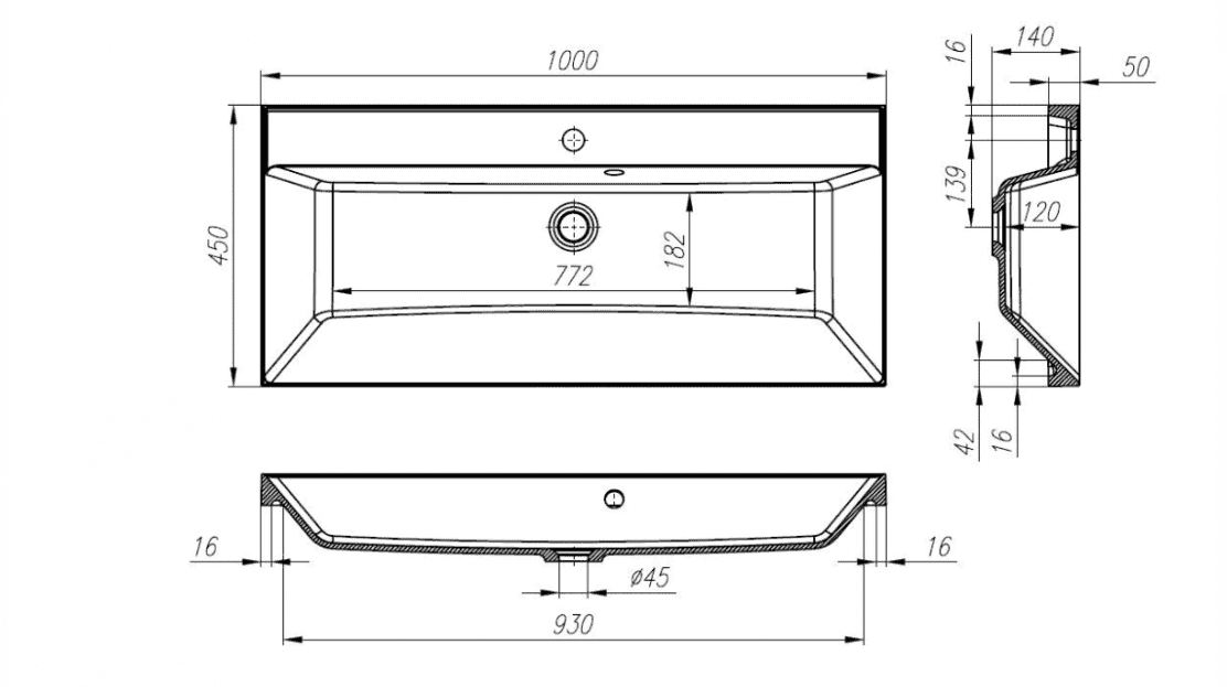 Раковина BelBagno 100 BB1000/450-LV-ART-AST-NERO черная матовая