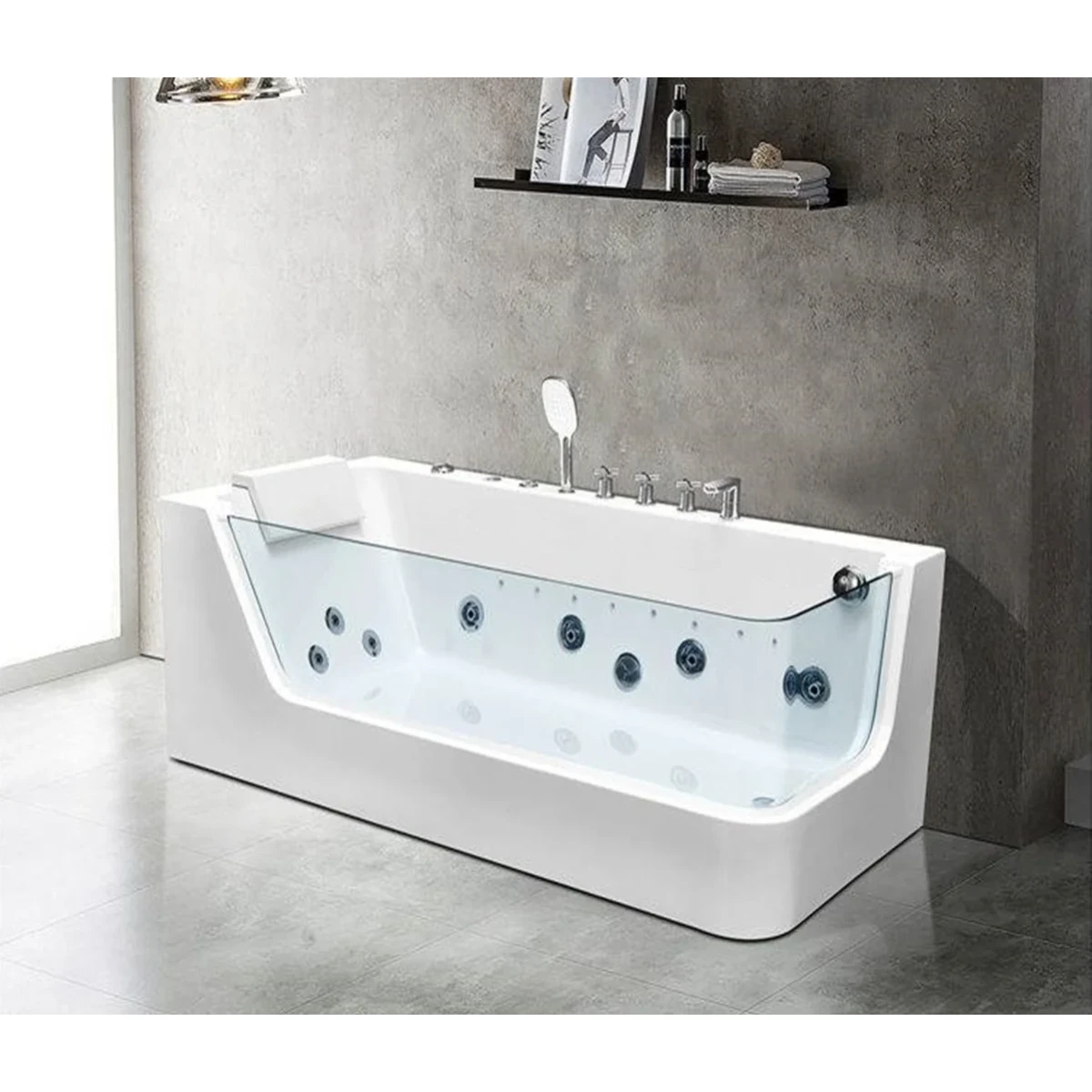 Акриловая ванна Ceruttispa C-494-17L 170x80 см L, с гидромассажем, белый