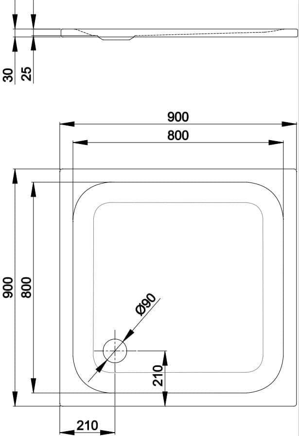 Душевой поддон Bette Ultra 90x90 5930-000