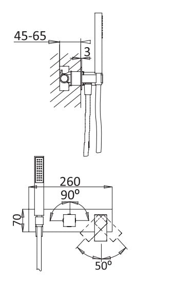 Смеситель для ванны Cezares PORTA PORTA-VDM2-01