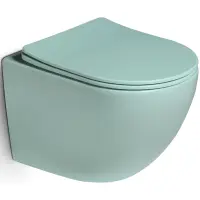 Унитаз подвесной SantiLine SL-5005T-LG безободковый, торнадо, с сиденьем микролифт, мятный матовый