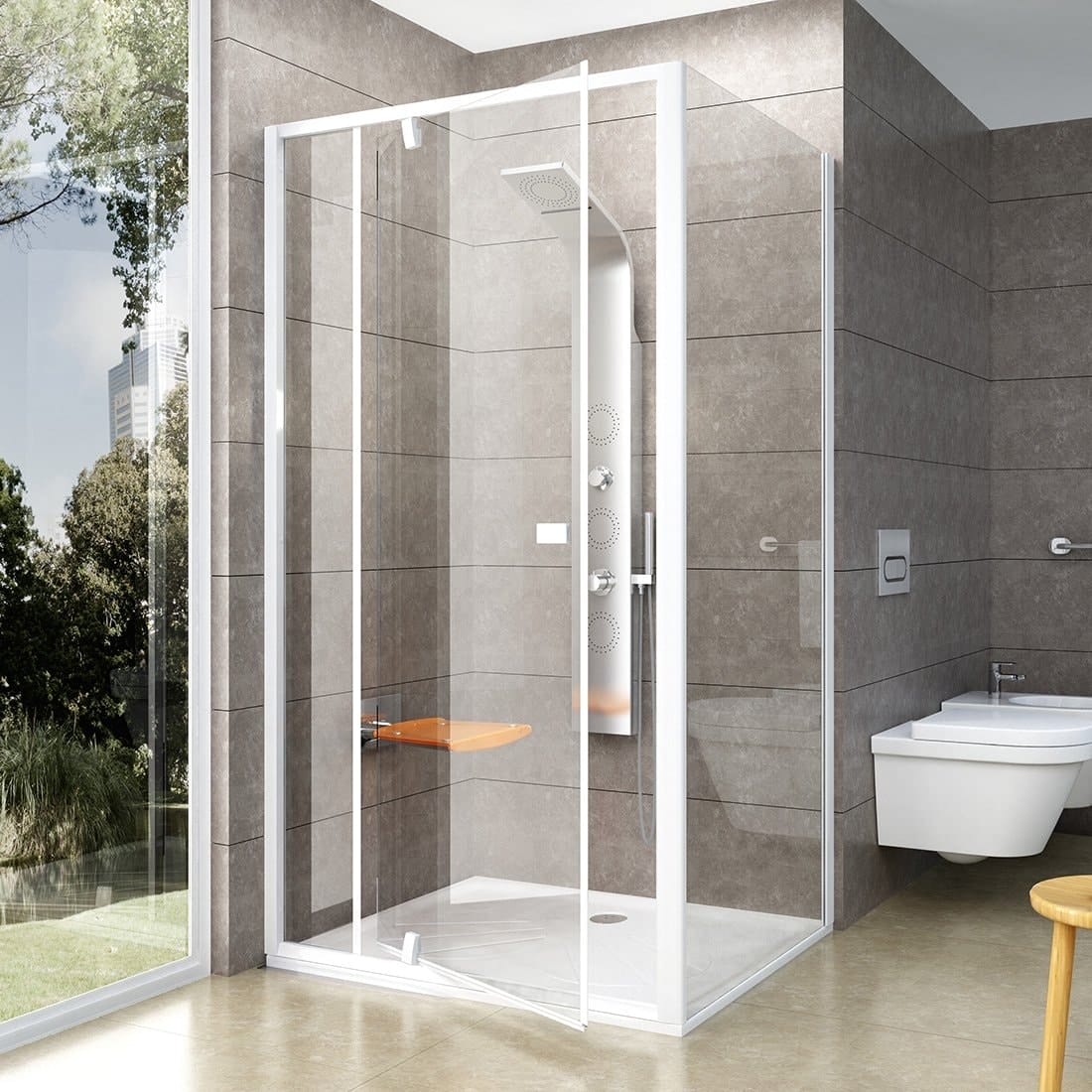 Душевая дверь Ravak Pivot PDOP2-100 03GA0101Z1 белая/белая+Transparent