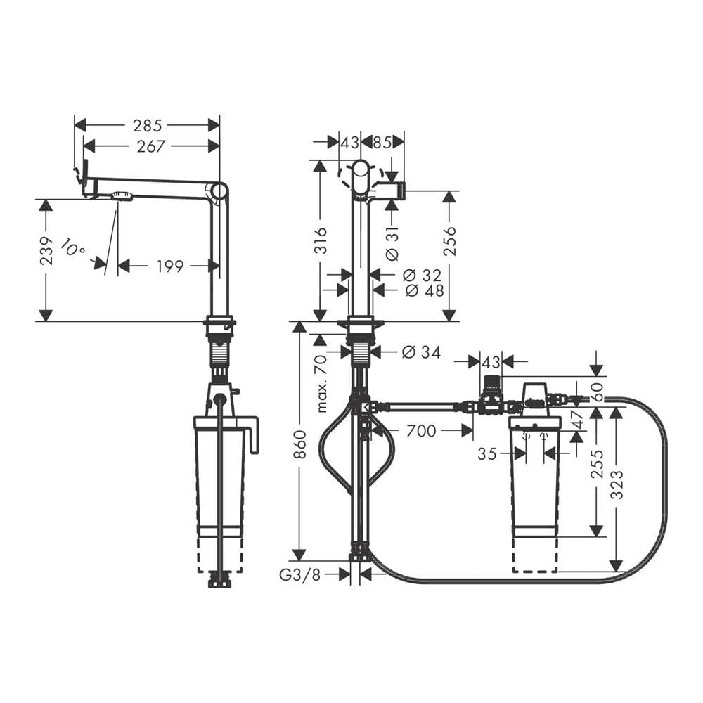 Смеситель для кухни hansgrohe Aqittura M91 76804800 с подключением к фильтру