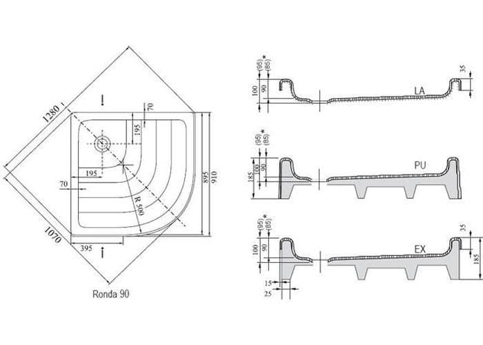 Душевой поддон Ravak Kaskada Ronda-90 PU A207001120