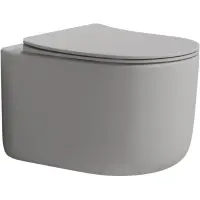 Унитаз подвесной Boheme Flow Luna 969-SET-L безободковый, торнадо, с сиденьем микролифт, серый матовый