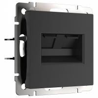 Розетка двойная Ethernet RJ-45 без рамки Werkel черный матовый W1182208