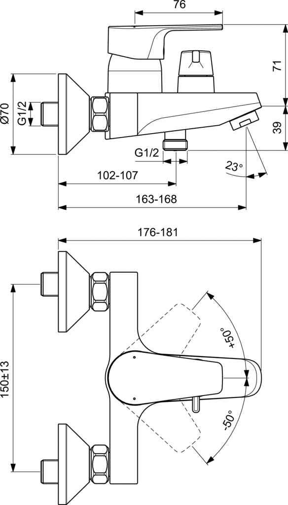 Смеситель для ванны и душа Ideal Standard Cerafine Model D BC494AA