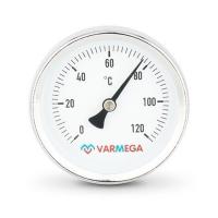 Термометр VARMEGA биметаллич. с погр. гильзой 63 мм, 120гр.С, штуц.50 мм, 1/2", упл., VMMT03-635004