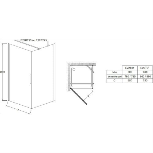 Душевая дверь в нишу Jacob Delafon CONTRA E22T81-GA