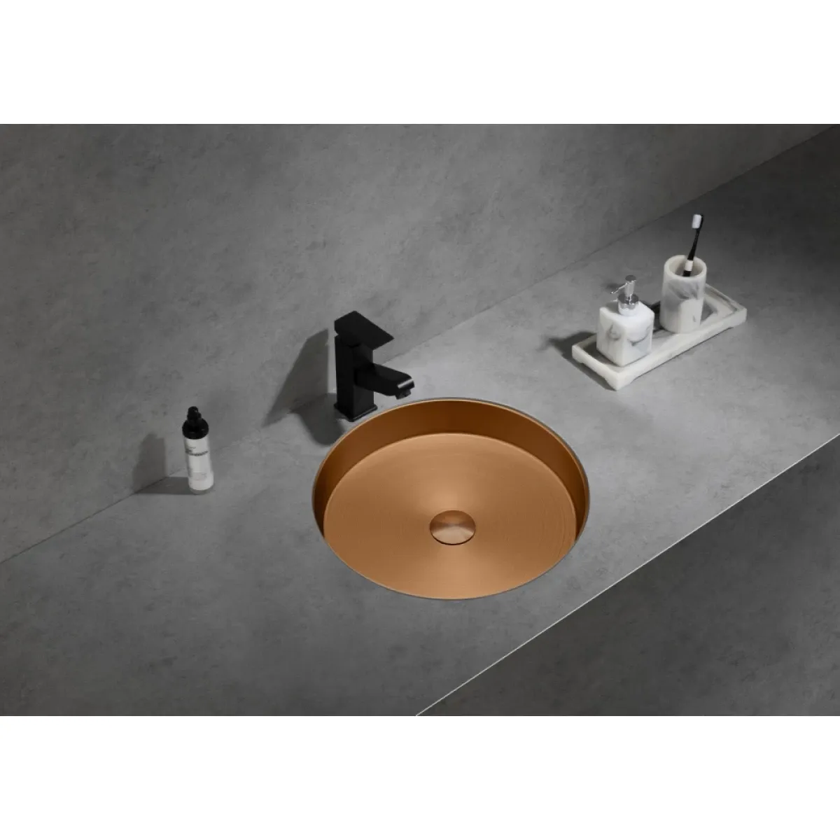 Раковина Abber Wasser Kreis AF2409MRG 43,6x43,6 см, встраиваемая снизу, розовое золото матовый