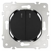 Выключатель проходной двухклавишный с подсветкой без рамки Arte Milano 202 202.33-2.black