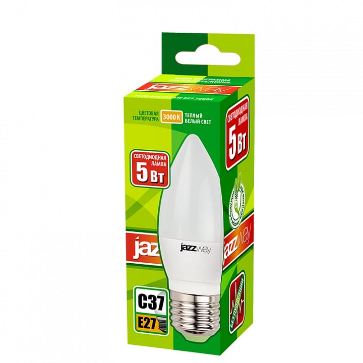 Лампа светодиодная Jazzway  E27 5Вт 3000K PLED-ECO-C37 5w E27 3000K
