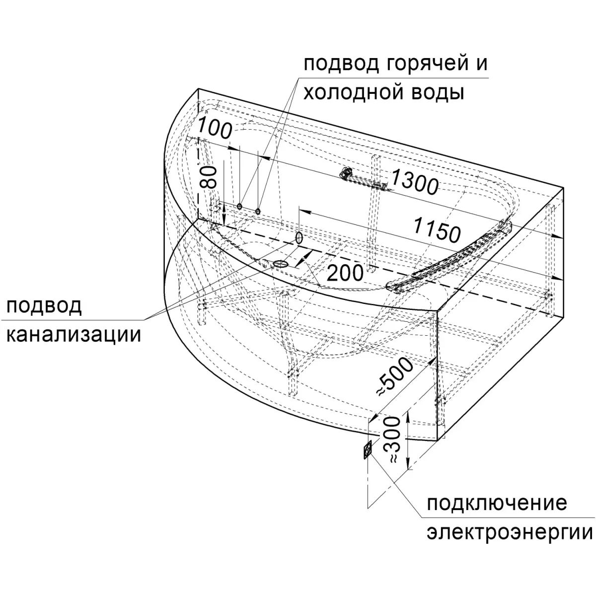 Акриловая ванна 168x120 см левая Radomir Альбена 1-01-0-1-1-015