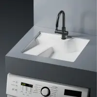 Раковина Abber Rechteck AC2224L 54,5x52 см L, над стиральной машиной, встраиваемая снизу, белый
