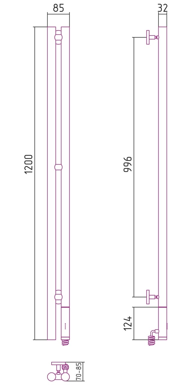 Электрический полотенцесушитель Сунержа Нюанс 1200 6033-0543-1253 мятно-бирюзовый