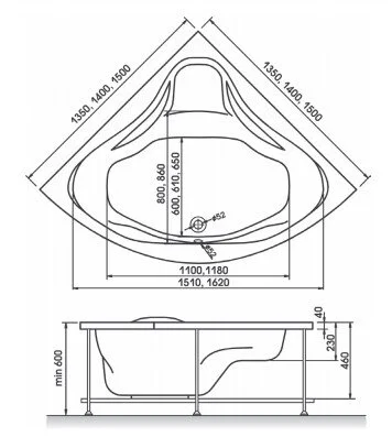Акриловая ванна Relisan Mira 140х140 Гл000000546 белый