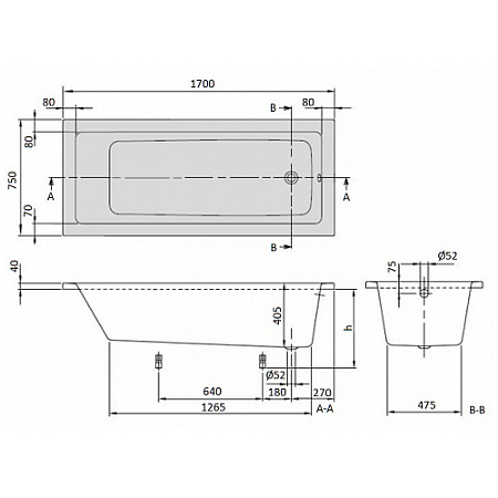 Акриловая ванна Villeroy & Boch Targa Plus 170х75 UBA171NES2V-01 белый