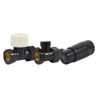 Комплект подключения SCHLOSSER STANDARD MINI 1/2" прямой, Ral 9005, с термоголовкой MINI М30х1,5