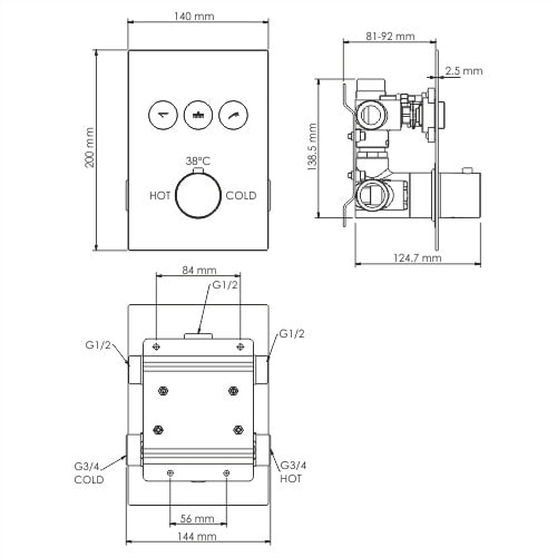 Смеситель для ванны WasserKRAFT Neime 1944 Thermo
