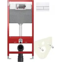 Инсталляция для унитаза Tece TECEsquare II 9300302 + 9200010 + 9380014 + 9240832 с кнопкой смыва, белый глянец