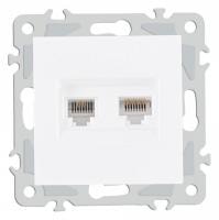Розетка двойная RJ-11 и Ethernet RJ-45 без рамки Arte Milano am-206 206.44-1.white