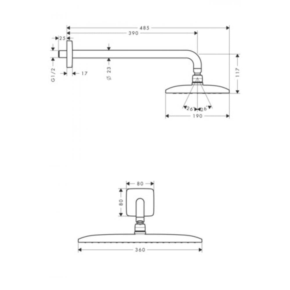 Верхний душ hansgrohe Raindanc 360 1jet EcoSmart 26605000 9 л/мин с держателем хром