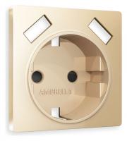 Накладка для розетки с заземлением и со шторками и 2хUSB type A Ambrella Volt Quant AP6090