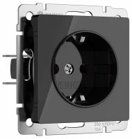 Розетка с заземлением без рамки Werkel черный акрил W1171048