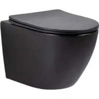 Унитаз подвесной GID Tr2122TF-Bm безободковый, торнадо, с сиденьем микролифт, черный матовый