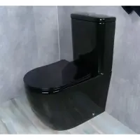 Унитаз-компакт GID Tr2177BL безободковый, с сиденьем, черный глянец