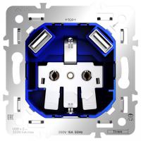 Механизм розетки с заземлением и со шторками и 2хUSB type A Voltum S70 VLS0404M