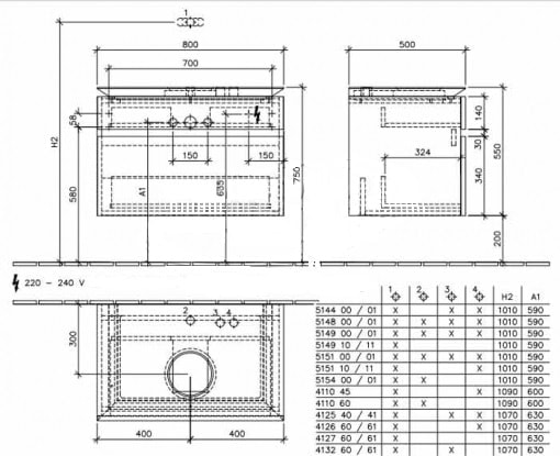 Тумба под раковину Villeroy&Boch Legato B12200FP серый глянец