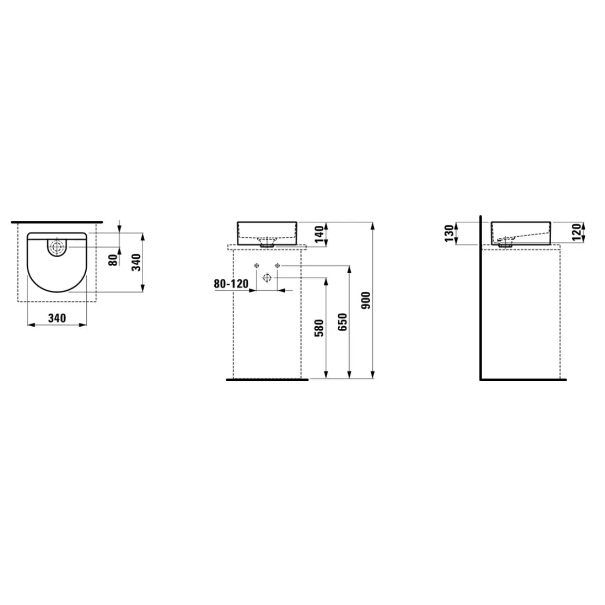 Раковина 34x34 см Laufen Sonar 8.1234.000.0.112.1