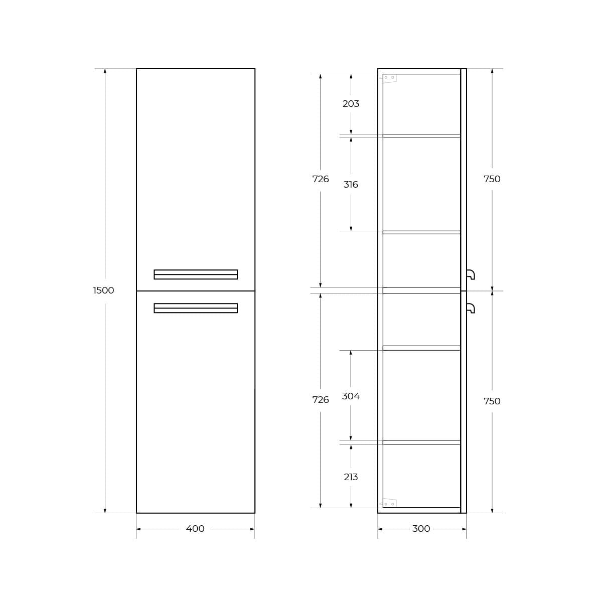 Шкаф подвесной Cezares Eco 40 ECO-1500-2A-SC-BL белый