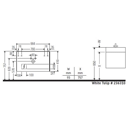Тумба под раковину Duravit White Tulip 100 WT435208585