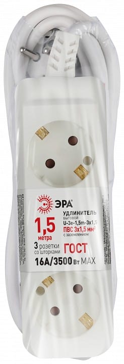 Удлинитель Эра  U-3e-1,5m-3x1,5