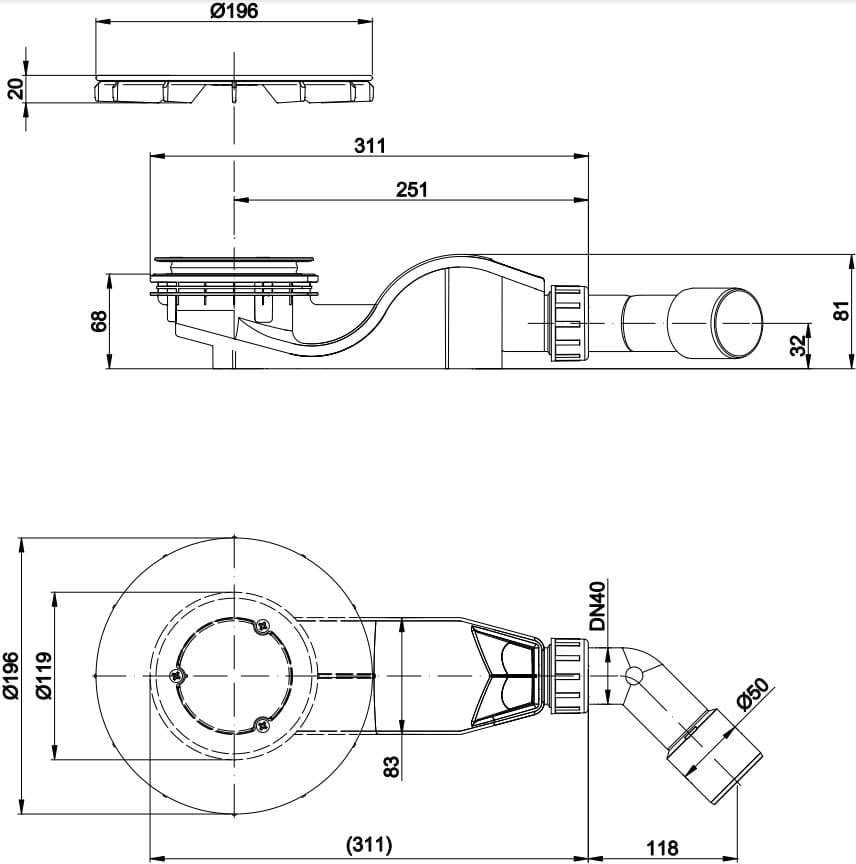 Сифон для душевого поддона Bette Air B525-000