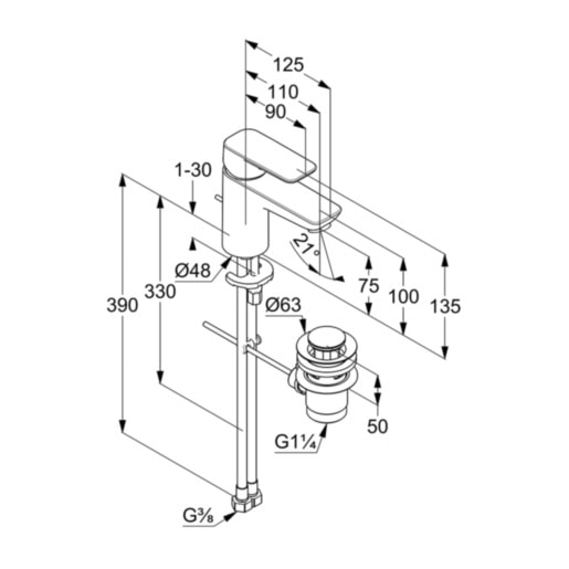 Смеситель для раковины Kludi PURE&STYLE 403820575 хром