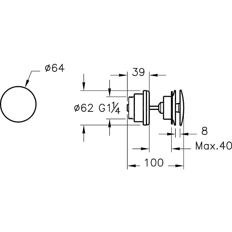 Донный клапан для раковины с переливом Vitra Origin A4514926 нажимной