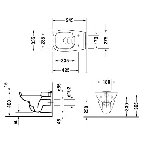 Унитаз подвесной Duravit D-Code 45351900A1 (25350900002+0067310000) с крышкой-сиденьем