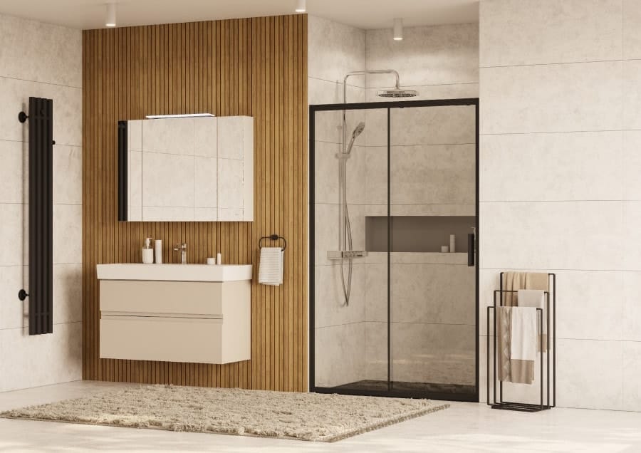 Боковая стенка для душевого уголка Roca Leon 70х195 ZRU9307674 черный стекло прозрачное