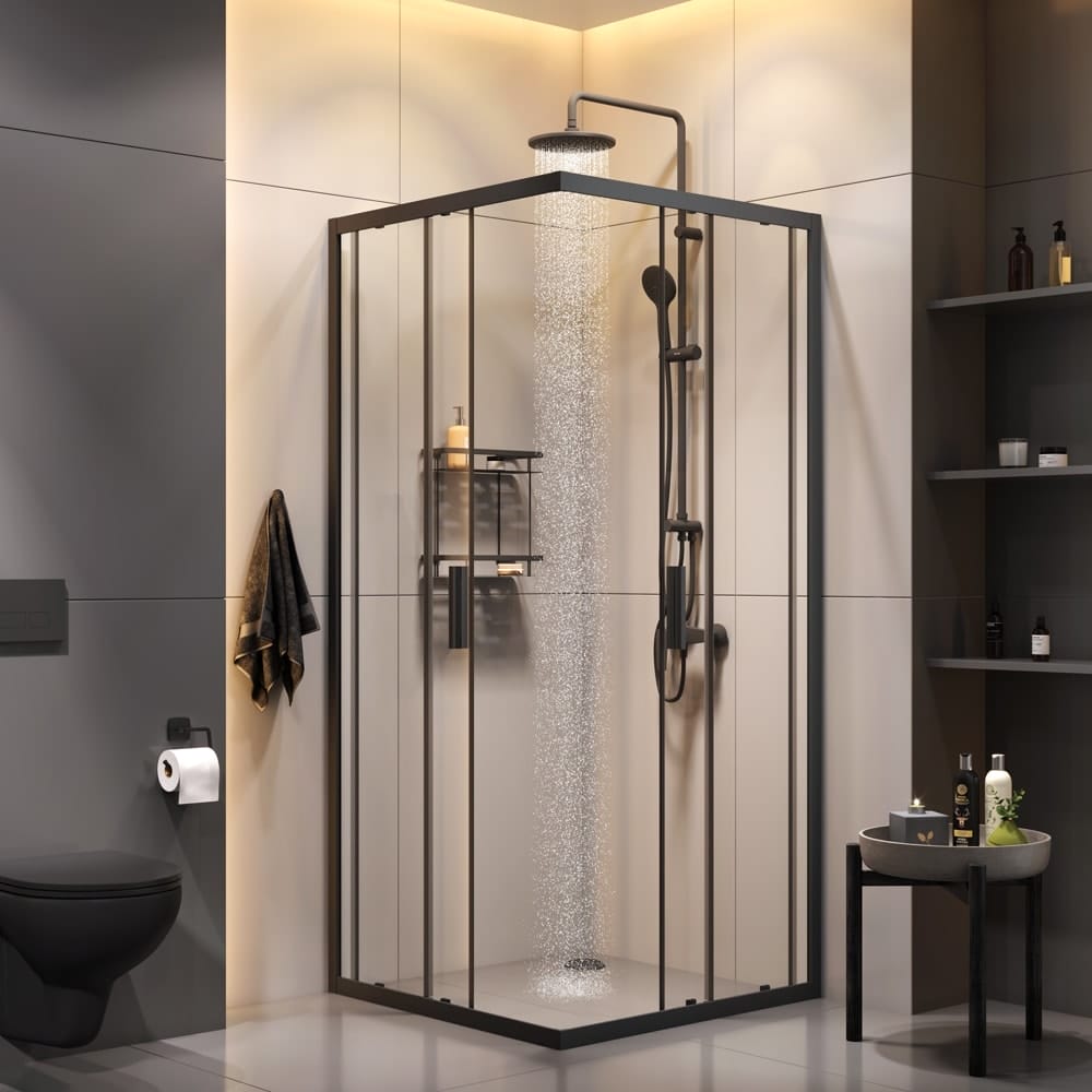 Комплект душевого уголка Am.Pm Gem S 90x90 WK93EP черный матовый