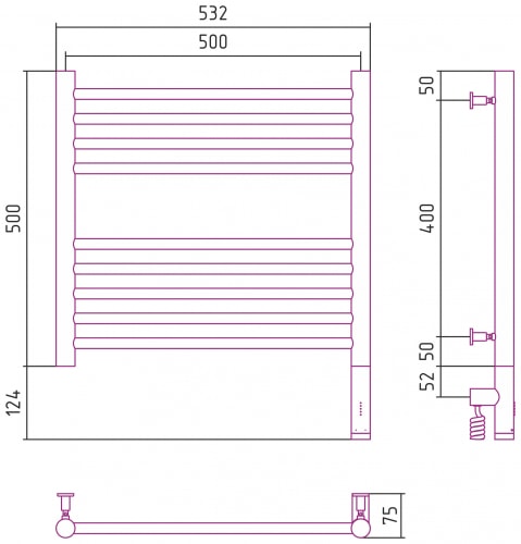 Электрический полотенцесушитель Сунержа Богема 3.0 прямая 500х500 00-5805-5050