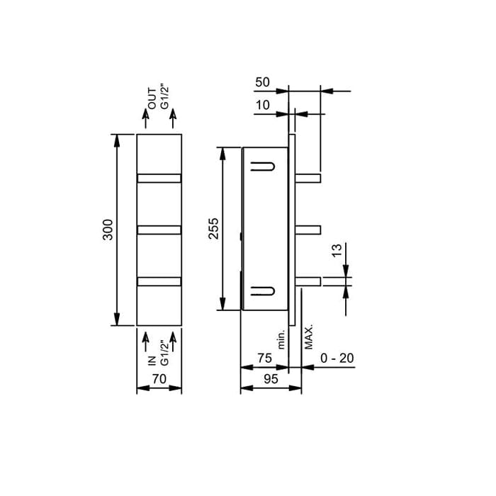 Смеситель для ванны Fantini AK/25 48 P5 T068B сталь