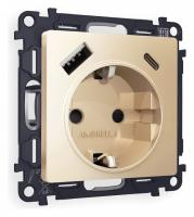 Розетка с заземлением и 2хUSB type A и C без рамки Ambrella Volt Quant MA610010