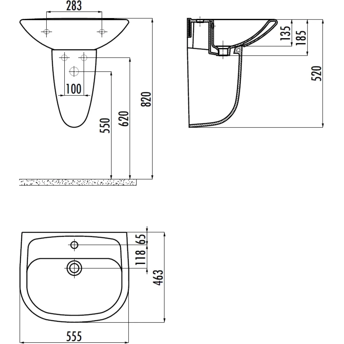 Раковина Creavit Pitta PA055-00CB00E-0000 55,5x46,3 см, подвесная, белый