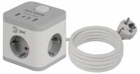 Удлинитель с выключателем Эра  CUBE-3es-1,5m-4USB-W